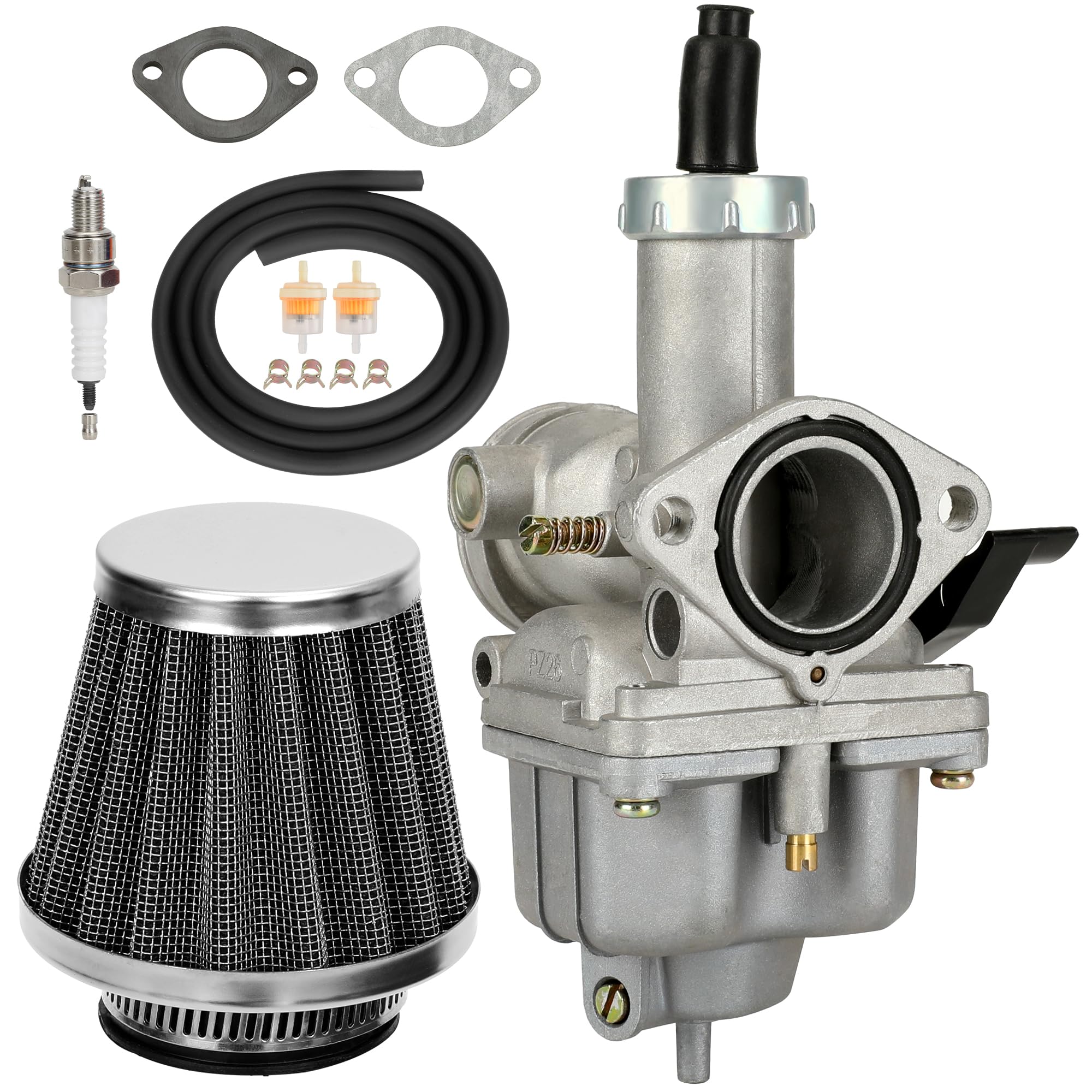CILOYU PZ26 front view showing carburetor body and intake, clear rebuild benefit