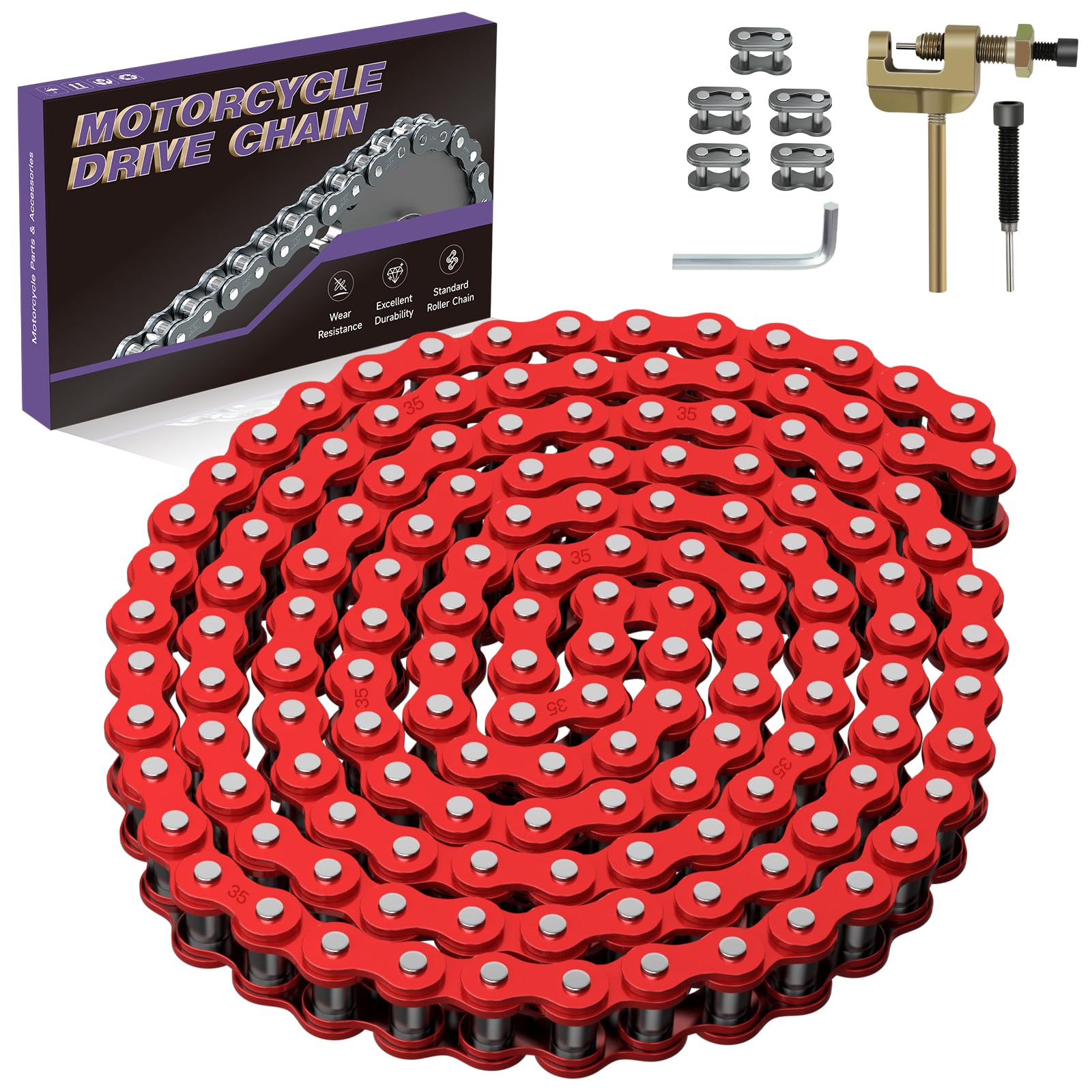 CILOYU front package showing red 35 chain kit and tools for quick install
