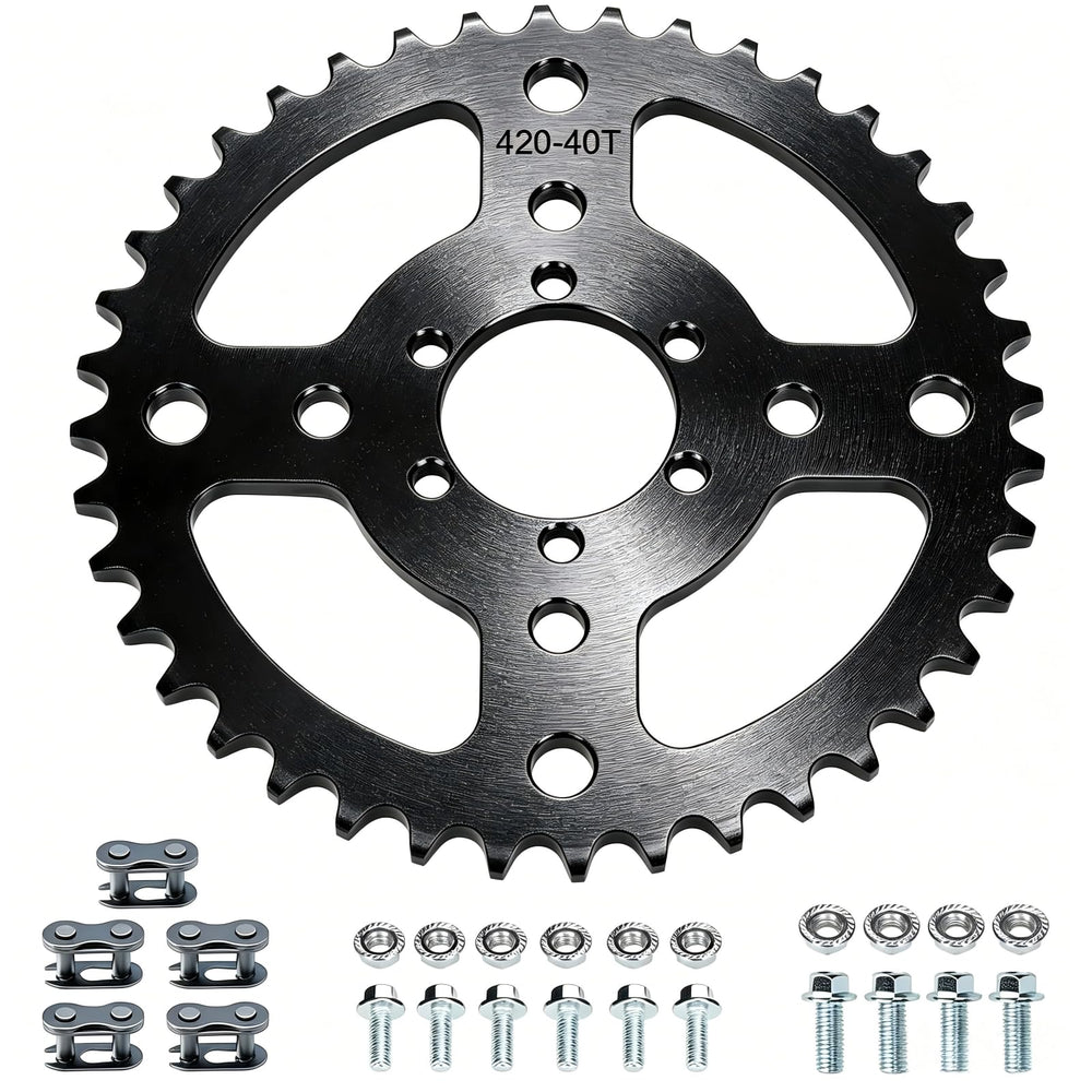 CILOYU front view of 40T 420 sprocket showing shape and finish, durable upgrade