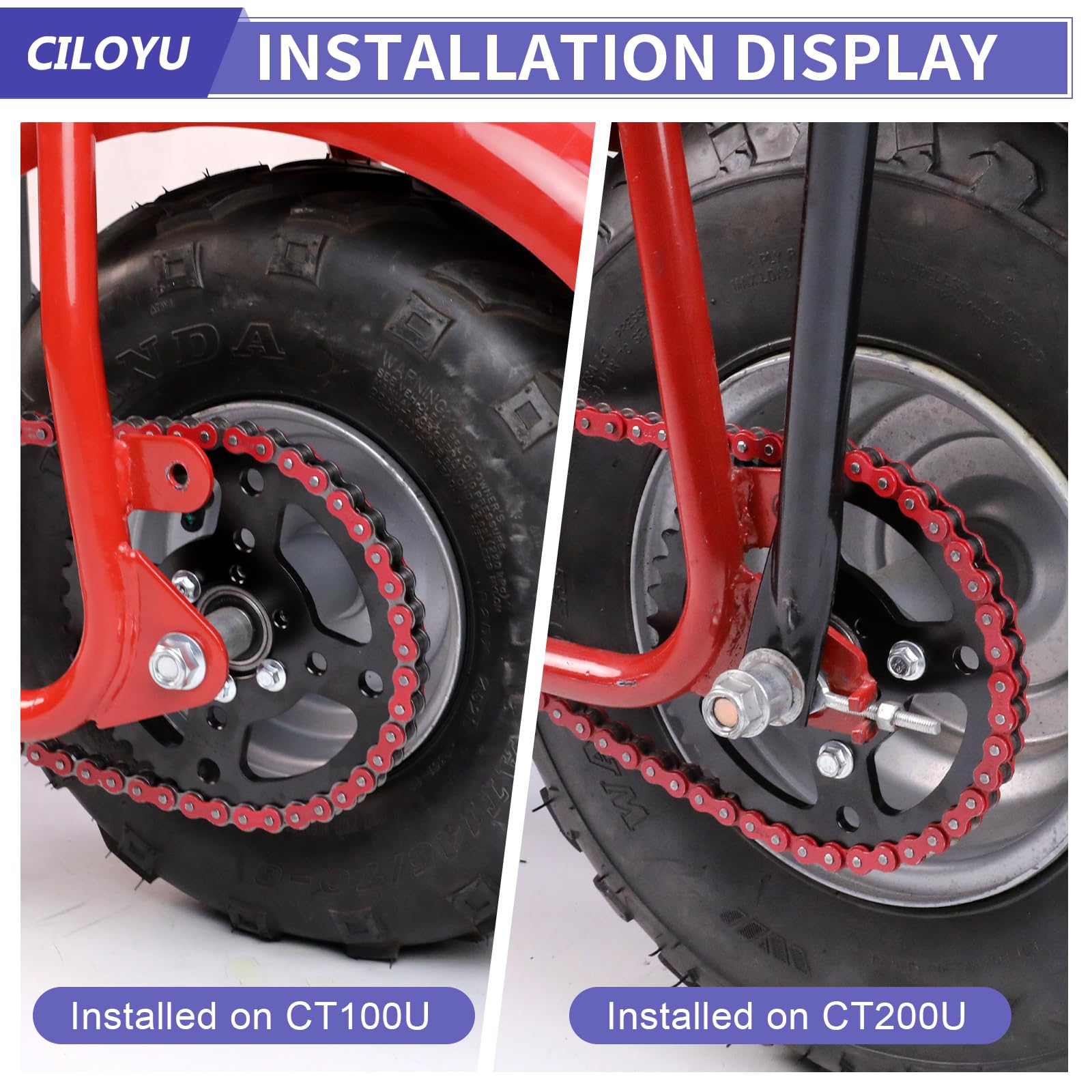 CILOYU sprocket beside ruler showing dimensions for correct fit verification