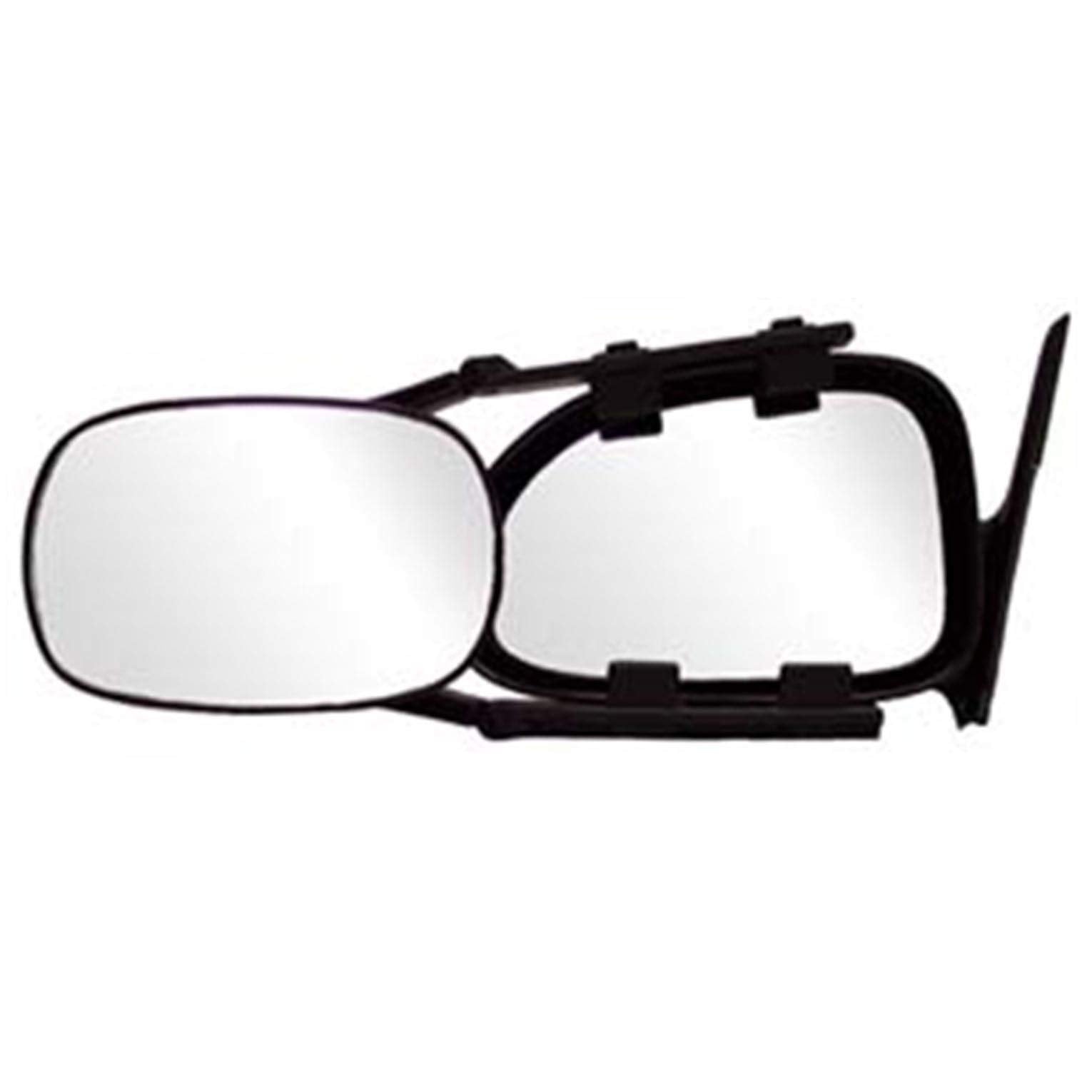CIPA clip-on mirror front view showing reflective face and black silver trim benefits clearer towing sightlines