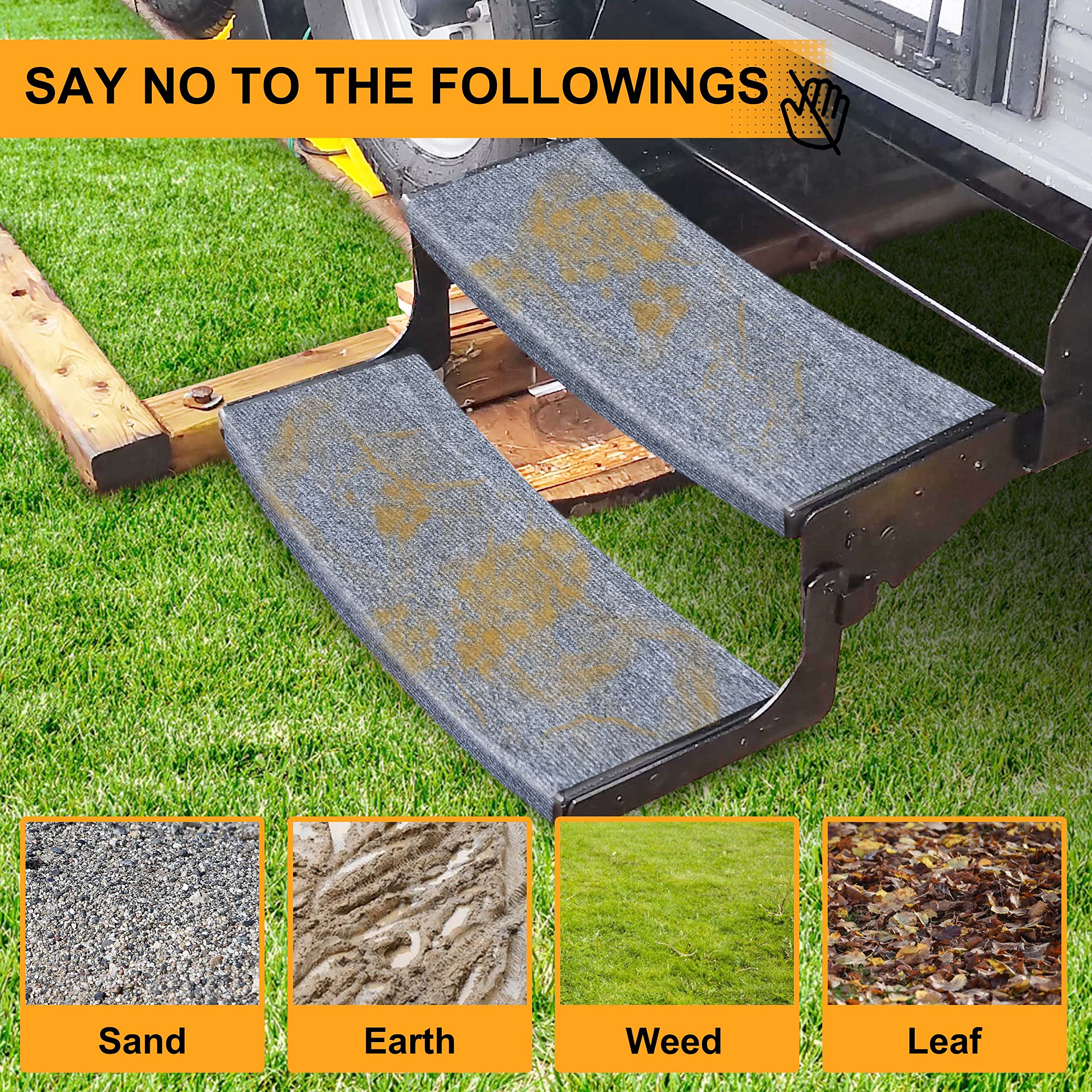 CircleRoad step cover at campsite entry showing cleaner RV interior and pet safety