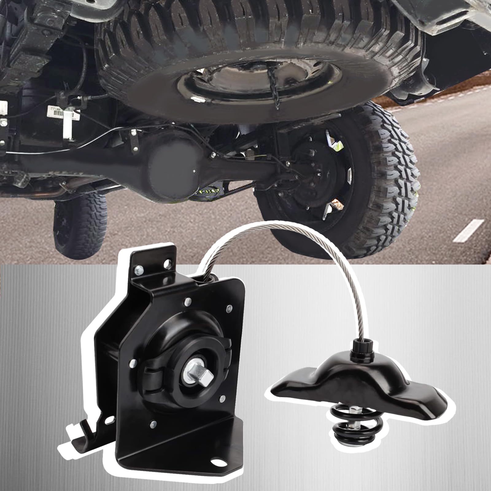 Citumo lowering spare wheel in use demonstrating safe, functional winch operation