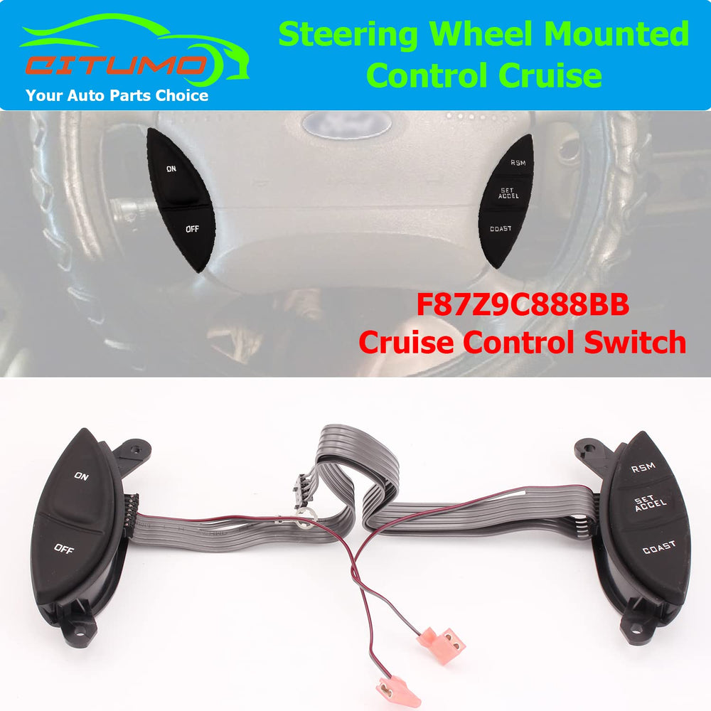 Citumo branded cruise control buttons close-up for improved tactile feedback