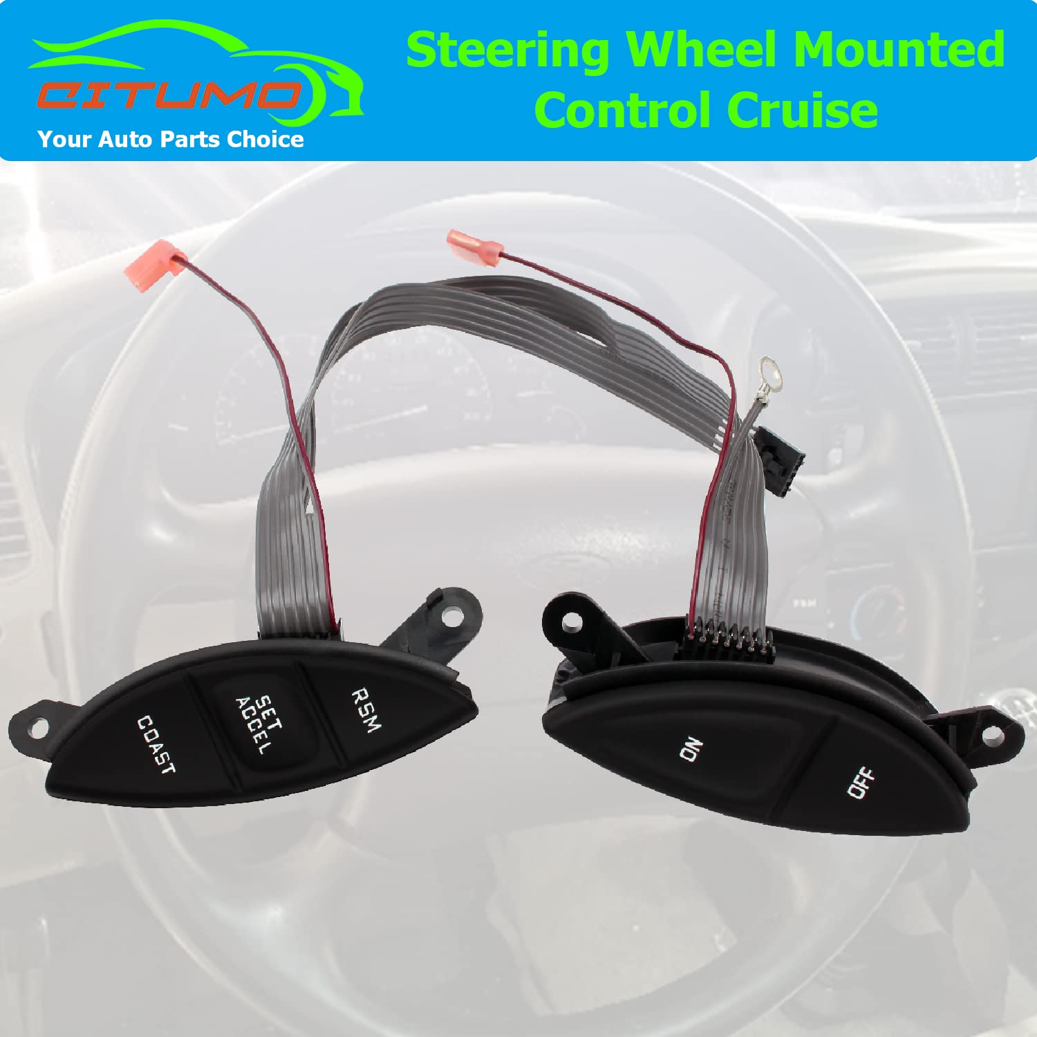 Driver using steering wheel with Citumo switch showing regained cruise convenience