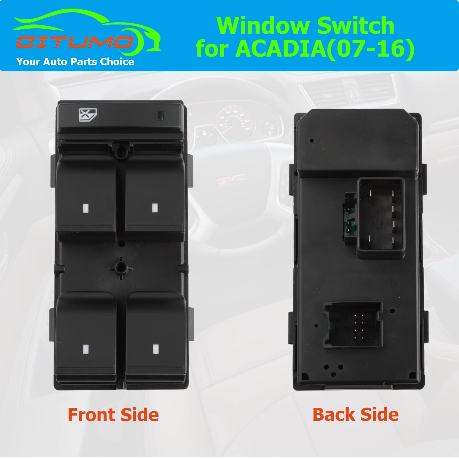Citumo switch next to ruler showing compact size for accurate fitment