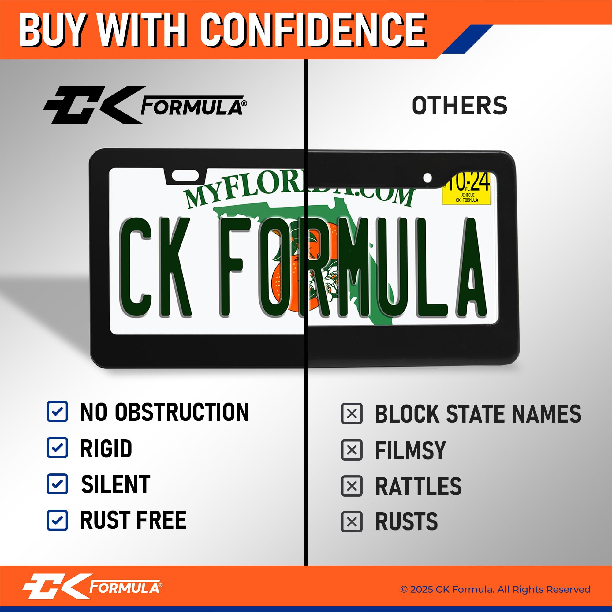 CK FORMULA installed on SUV rear demonstrating sticker visibility compliance