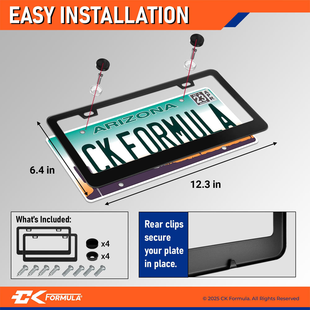 CK FORMULA frame next to ruler showing exact size and universal fit