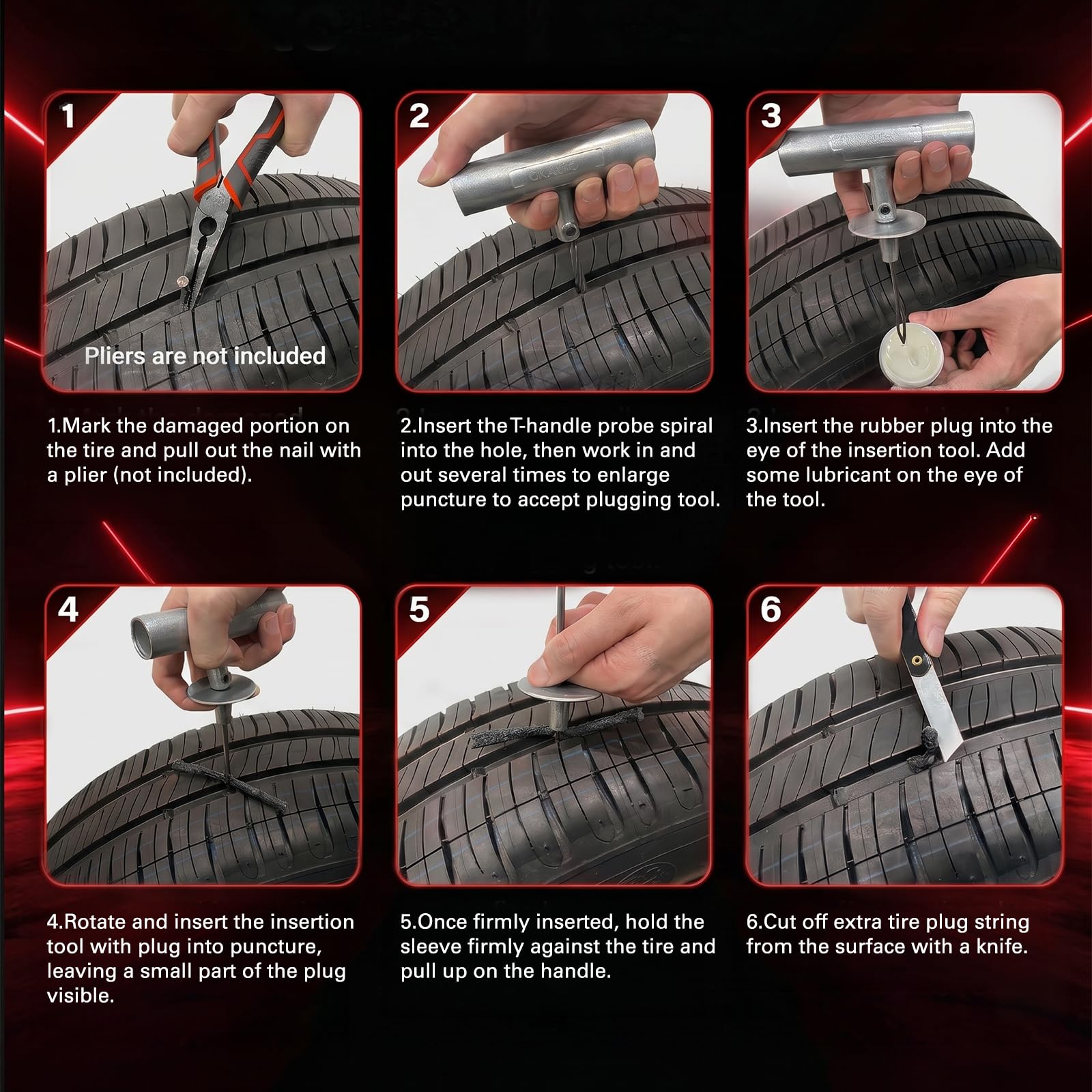 CKAuto kit being used to plug a tire roadside for fast repair