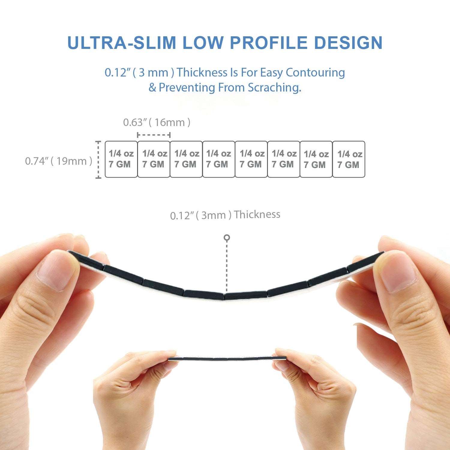 CKAuto segments next to ruler for scale, highlighting easy application size