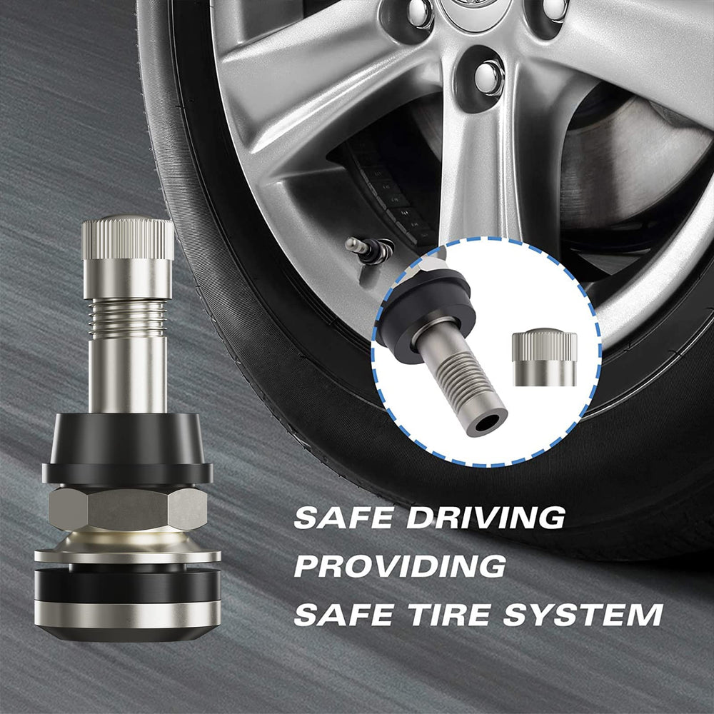 CKAuto valve stem next to coin size comparison showing compact fit and correct sizing