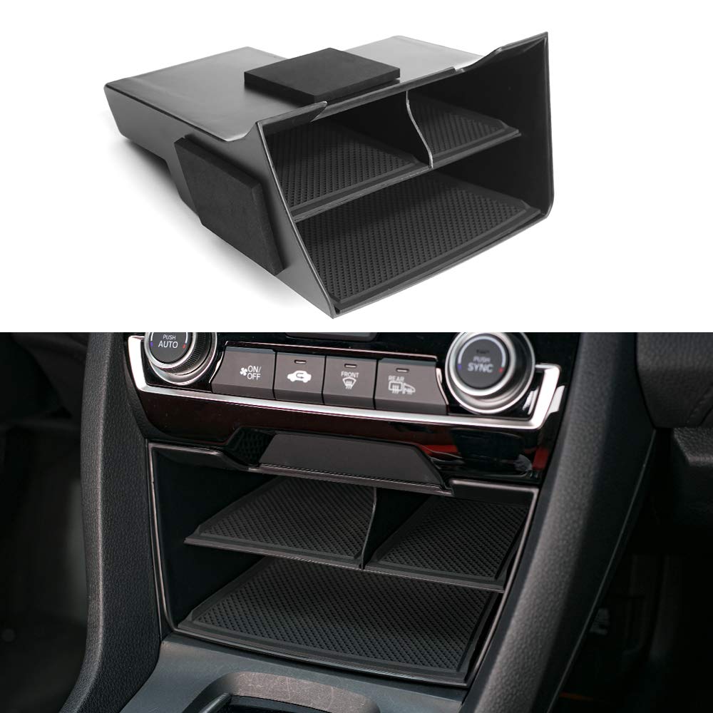 CKE front view of center console organizer showing neat fit and easy access