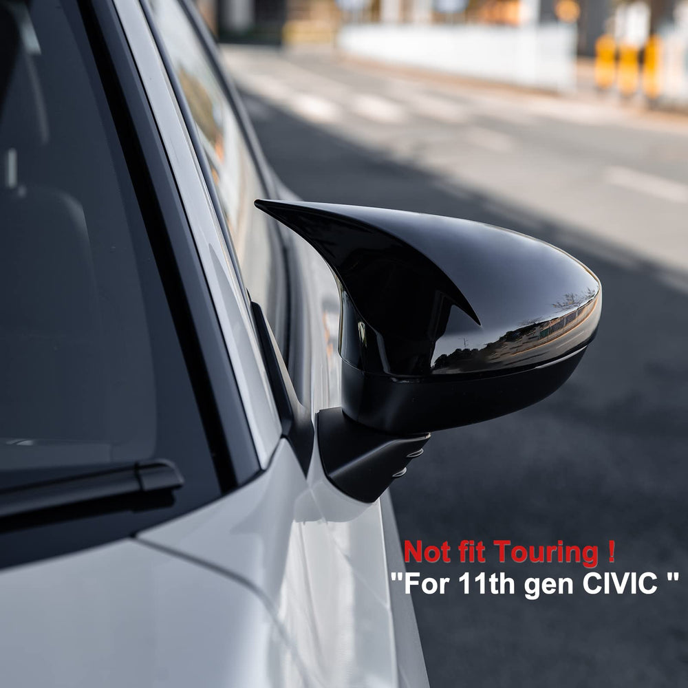 CKE mirror covers installed on Honda Civic side profile enhancing sporty look