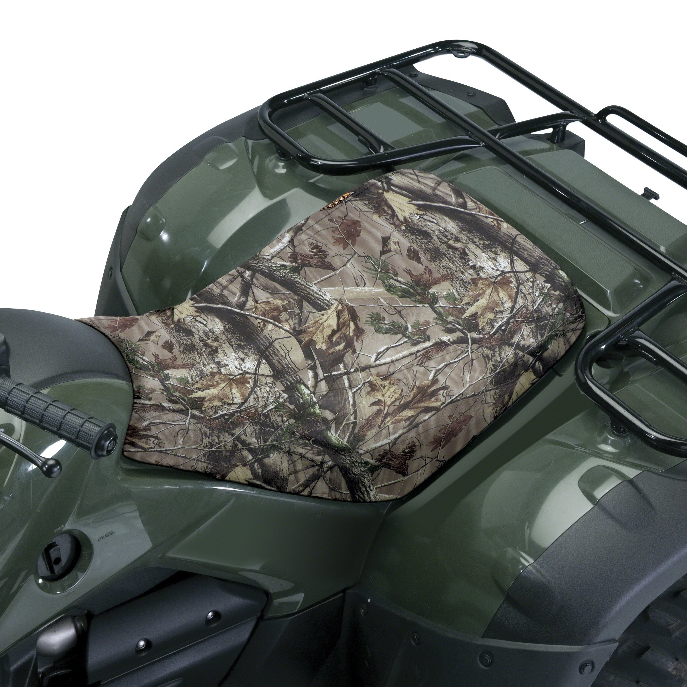 Classic Accessories QuadGear seat cover front view showing fit and quick fastening benefit