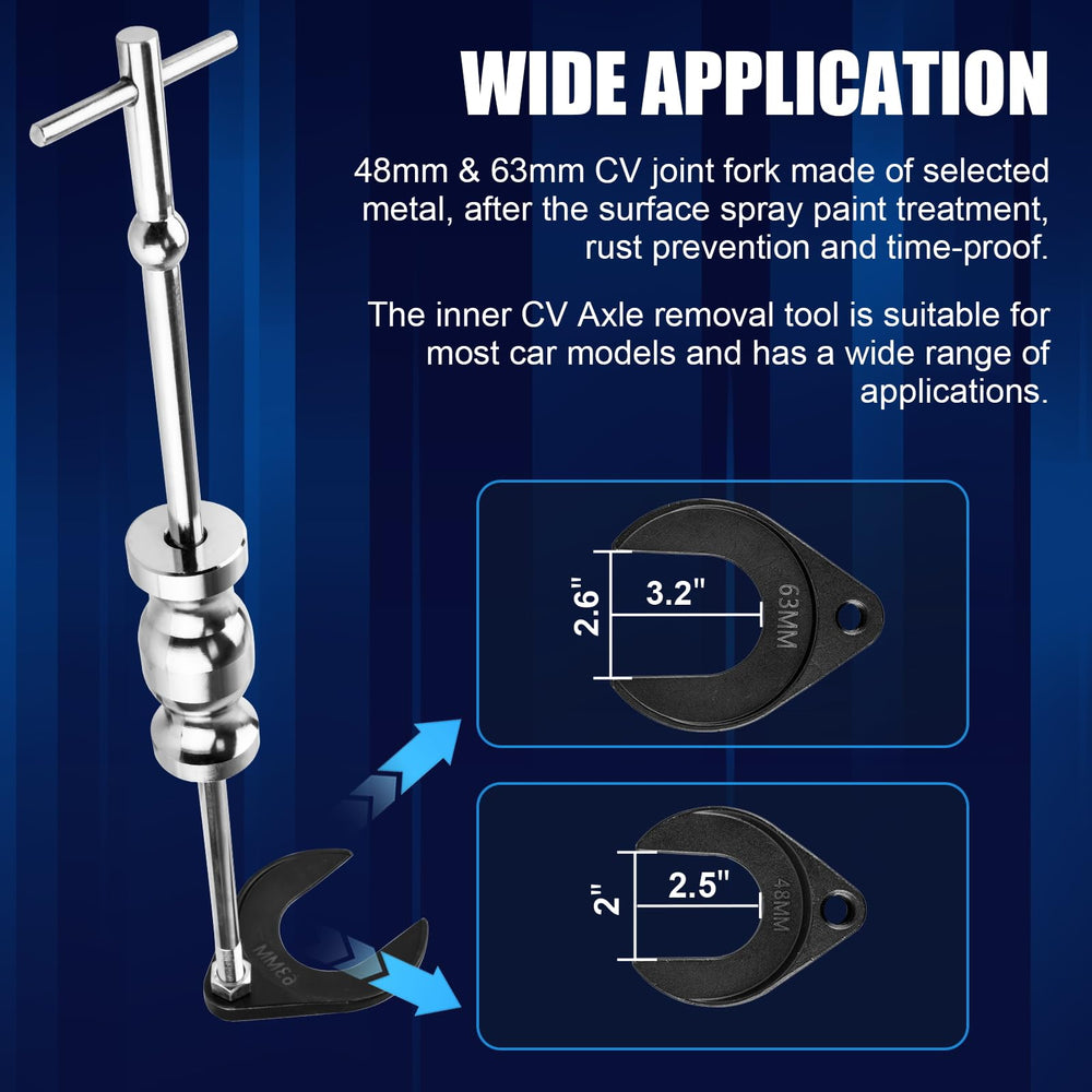 Clatoon slide hammer in use on vehicle axle showing efficient removal advantage