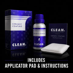 CLEAN. 30ml bottle label detail conveying premium ceramic protection