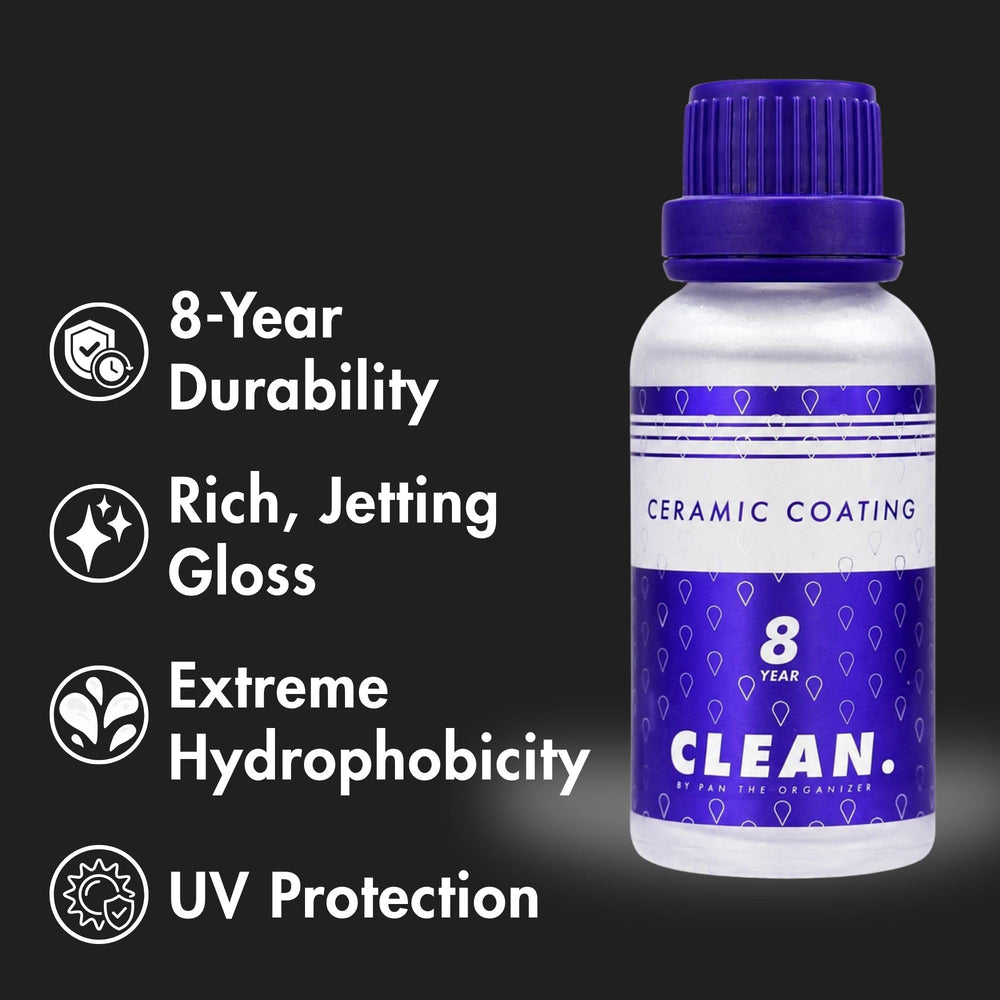 CLEAN. close-up of high-gloss paint surface showing deep clarity benefit