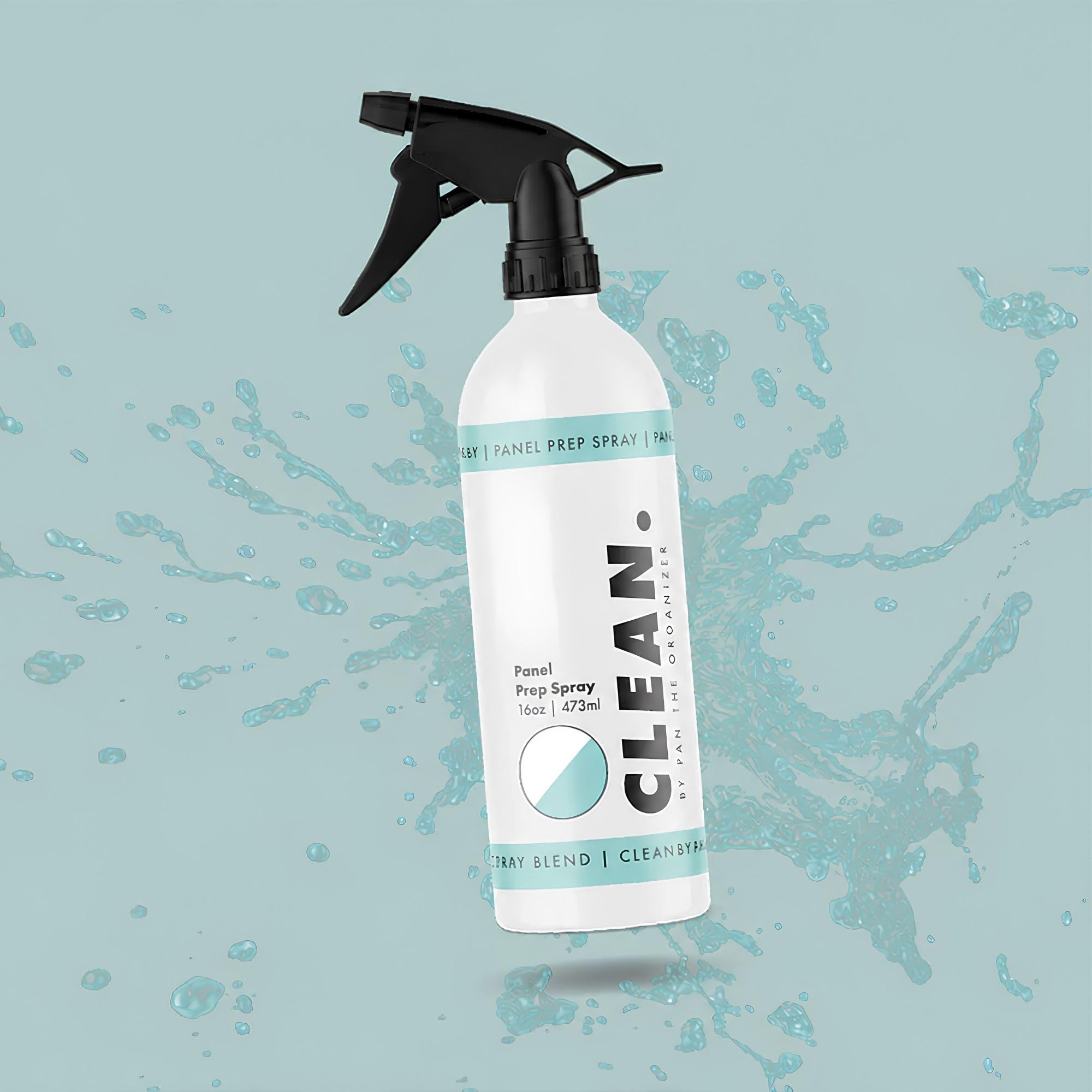 CLEAN. bottle in a detailing bay showing professional prep workflow