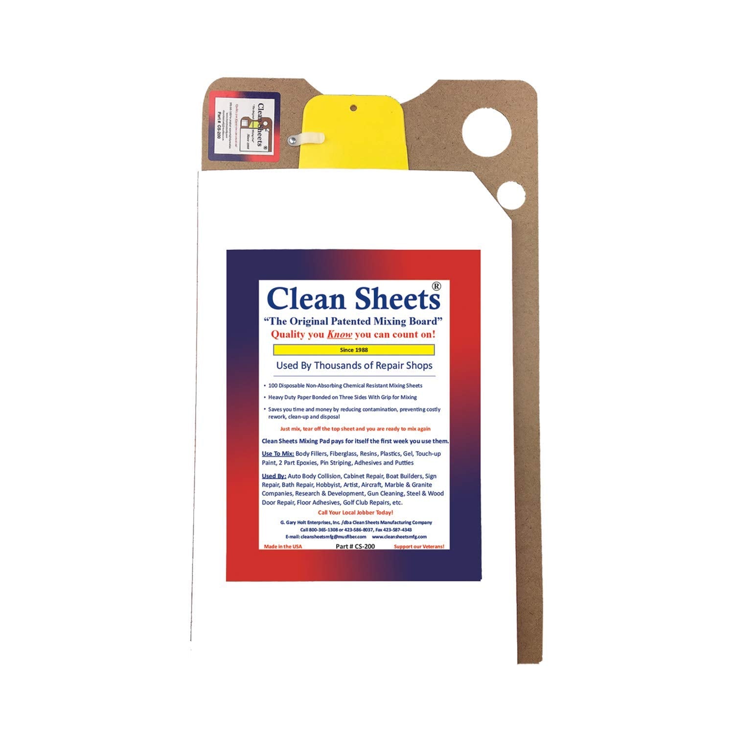 Clean Sheets CS-200 front packaging showing product and quick-mix benefit