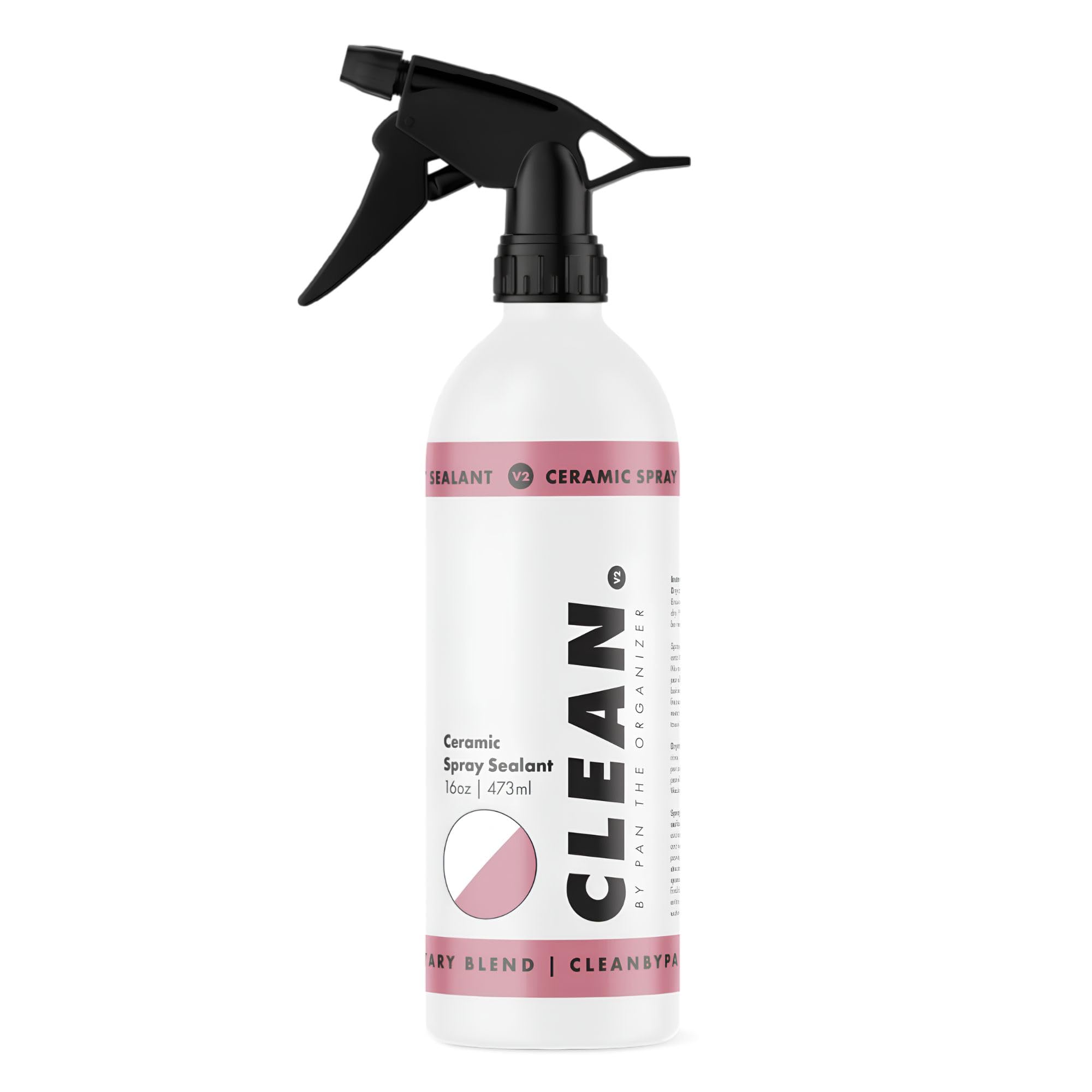 CLEAN. V2 front label showing product identity and spray bottle benefit