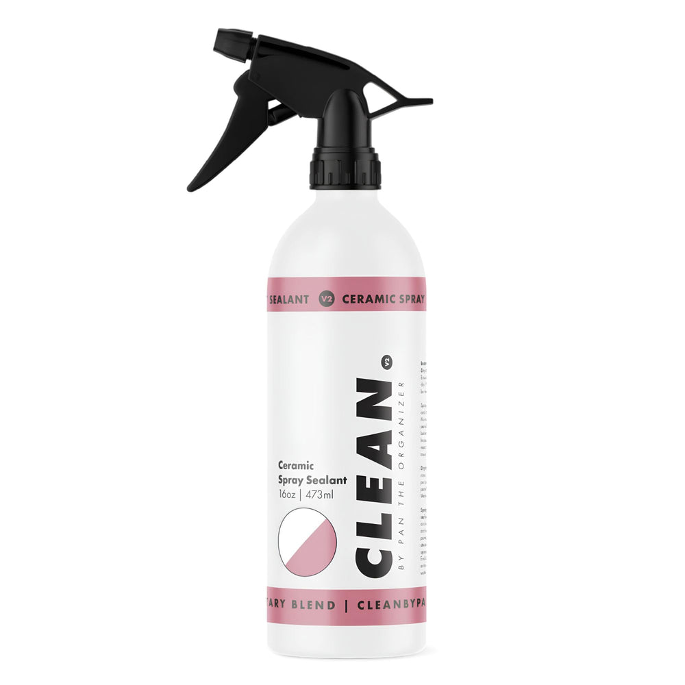 CLEAN. V2 front label showing product identity and spray bottle benefit