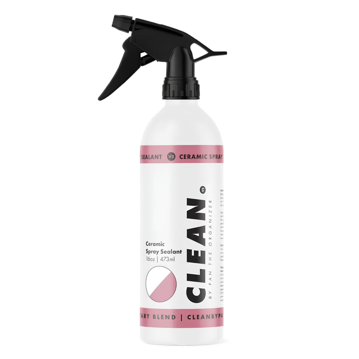 CLEAN. V2 front label showing product identity and spray bottle benefit