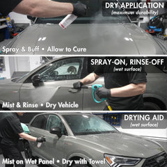 CLEAN. V2 on windshield with water beading for improved visibility