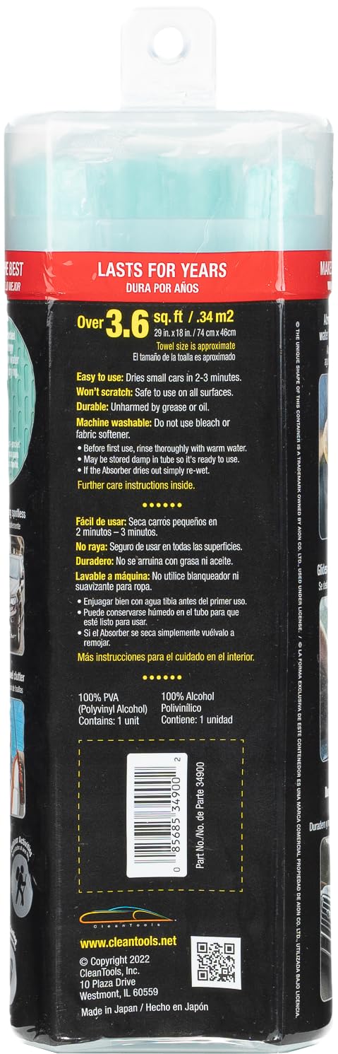 CleanTools Absorber XL in included tube for tidy storage and easy transport