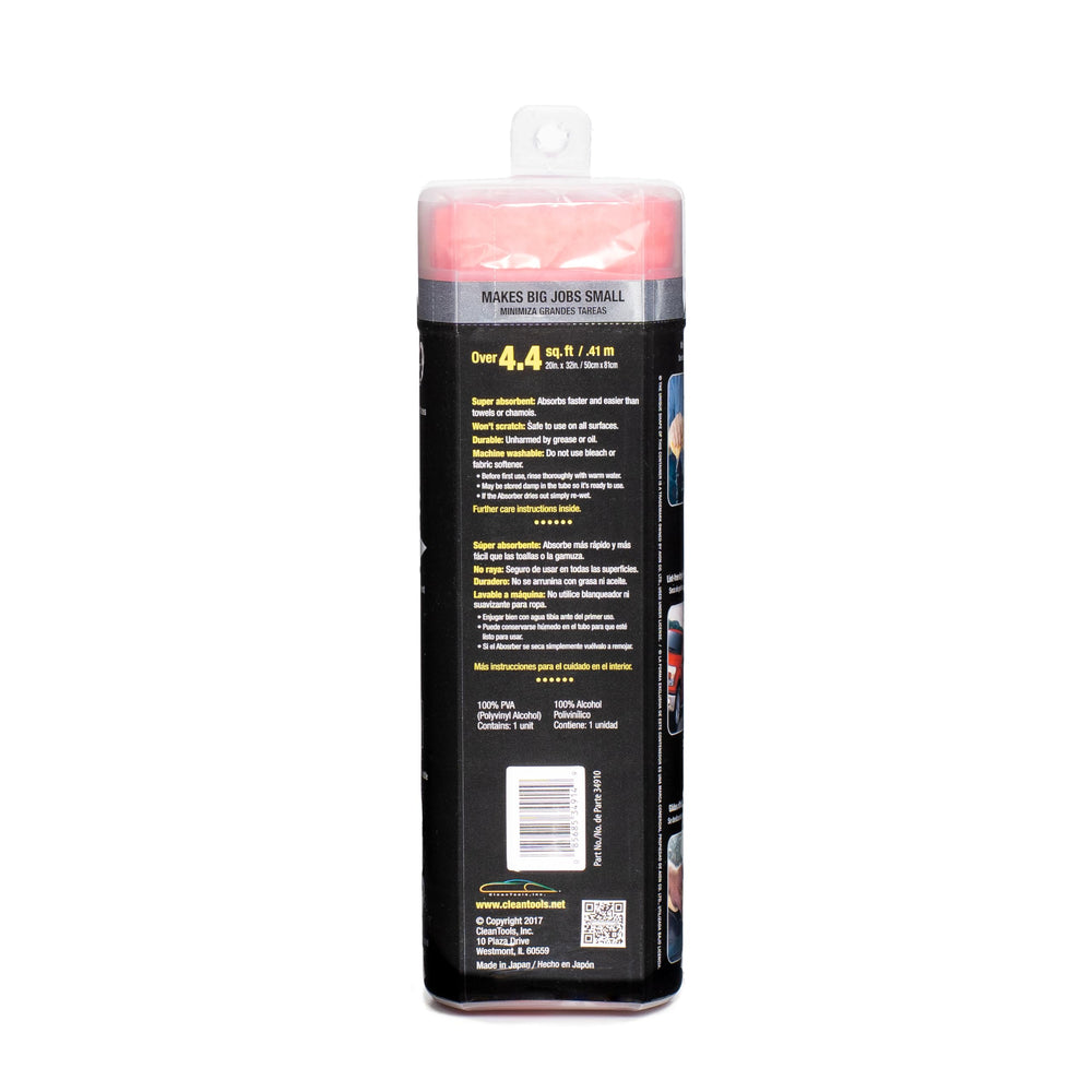 CleanTools Absorber XXL held in hand to show large 32x20-inch size and coverage