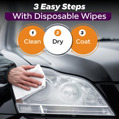 Clear Lights Tech protective wipe close-up applying UV-resistant barrier for longevity