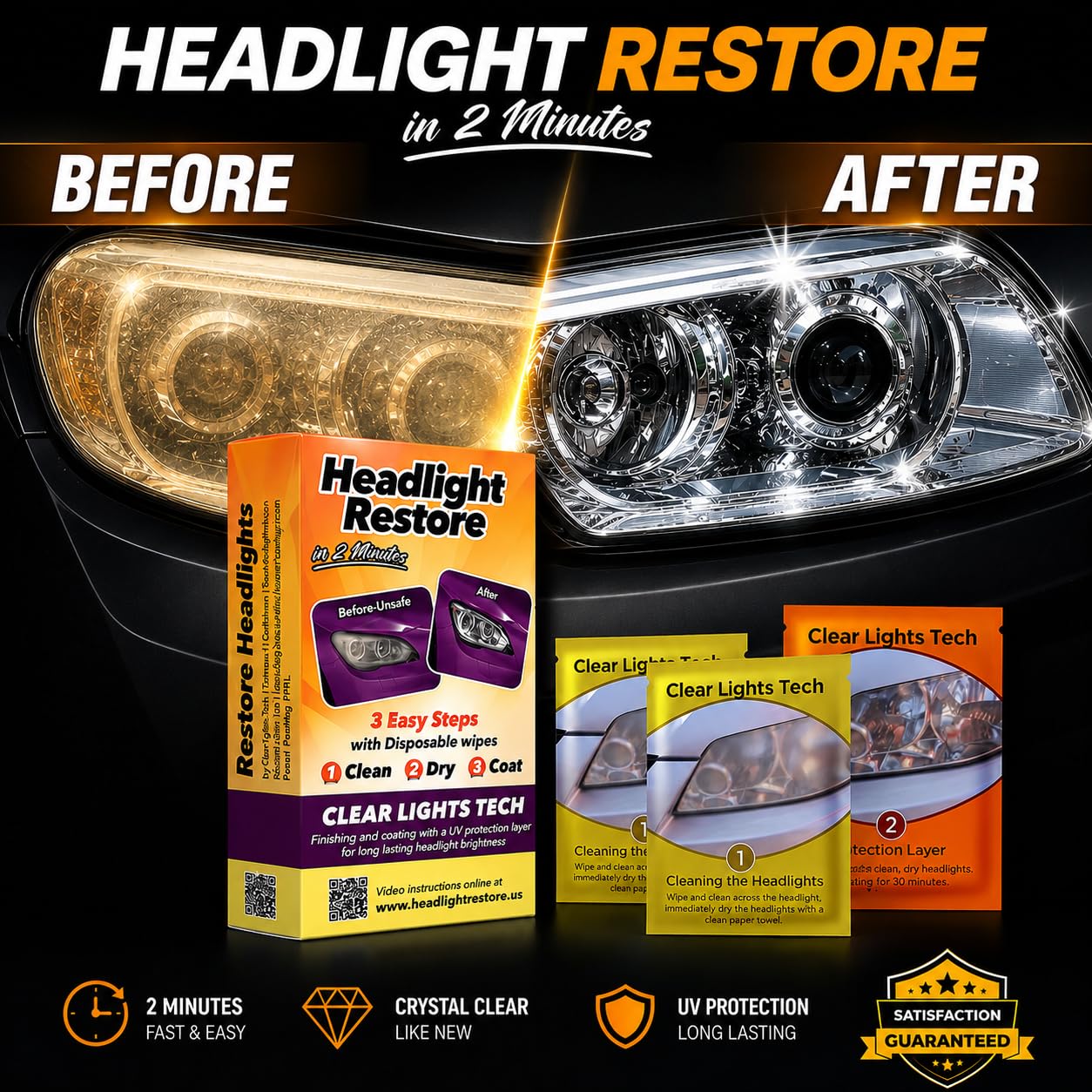 Clear Lights Tech cleaning and protective wipes removed from pouch for quick use