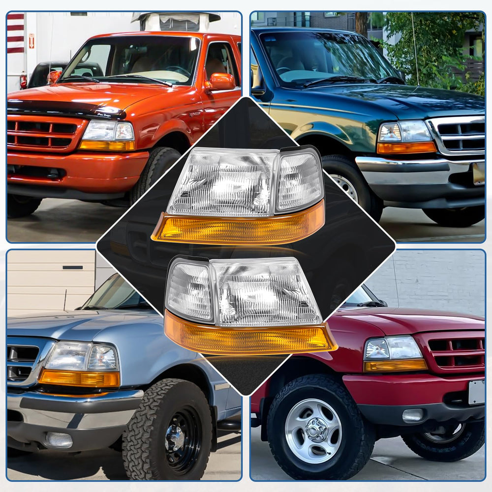 CLERYYE headlights installed on a Ford Ranger showing restored front-end appearance