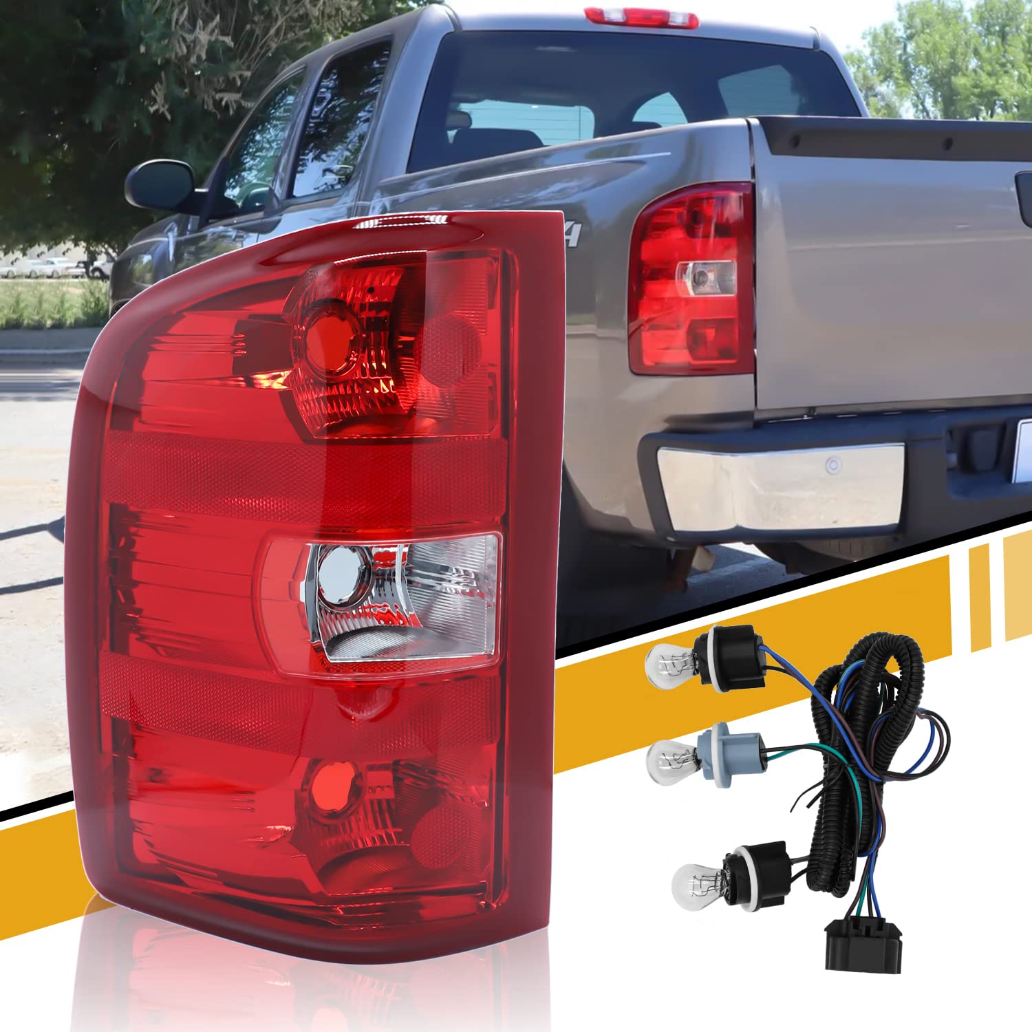 CLERYYE left tail light front view showing red border and chrome finish, restores truck look