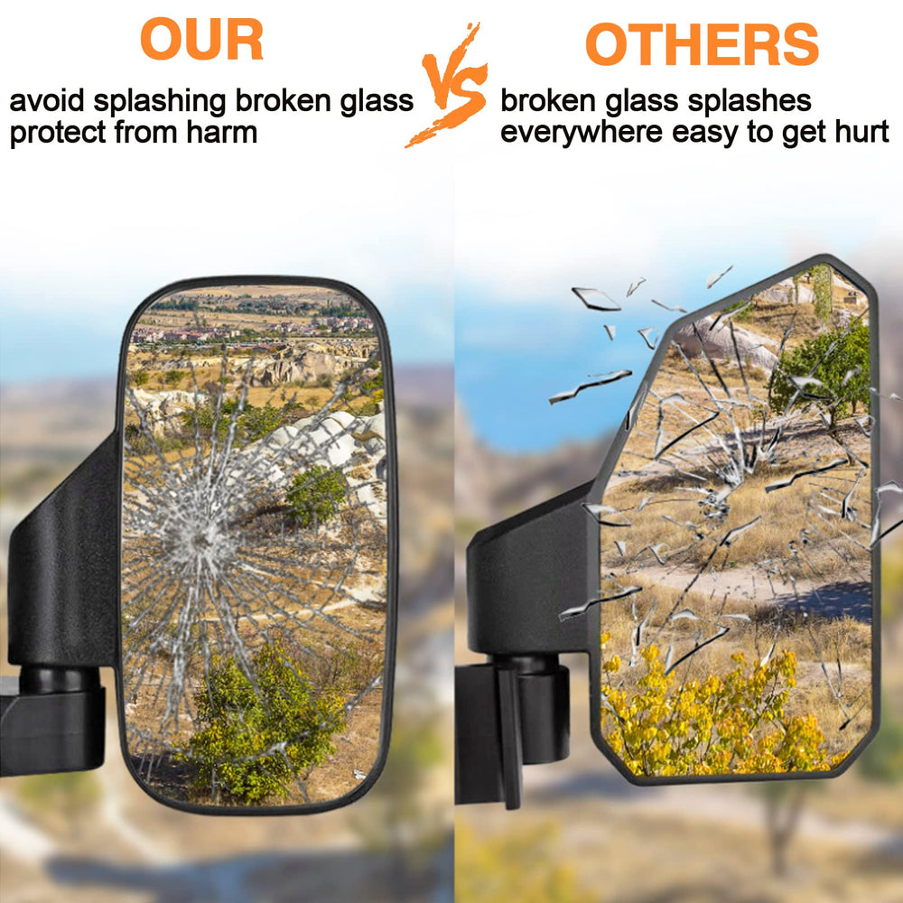 CMOOD mirror installed on UTV in trail setting for improved visibility