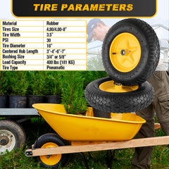 CMOOD side profile mounted on wheelbarrow for smoother hauling comfort
