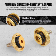CMTOOL quick connector detail demonstrating tool attachment for hands-free pressure bleeding
