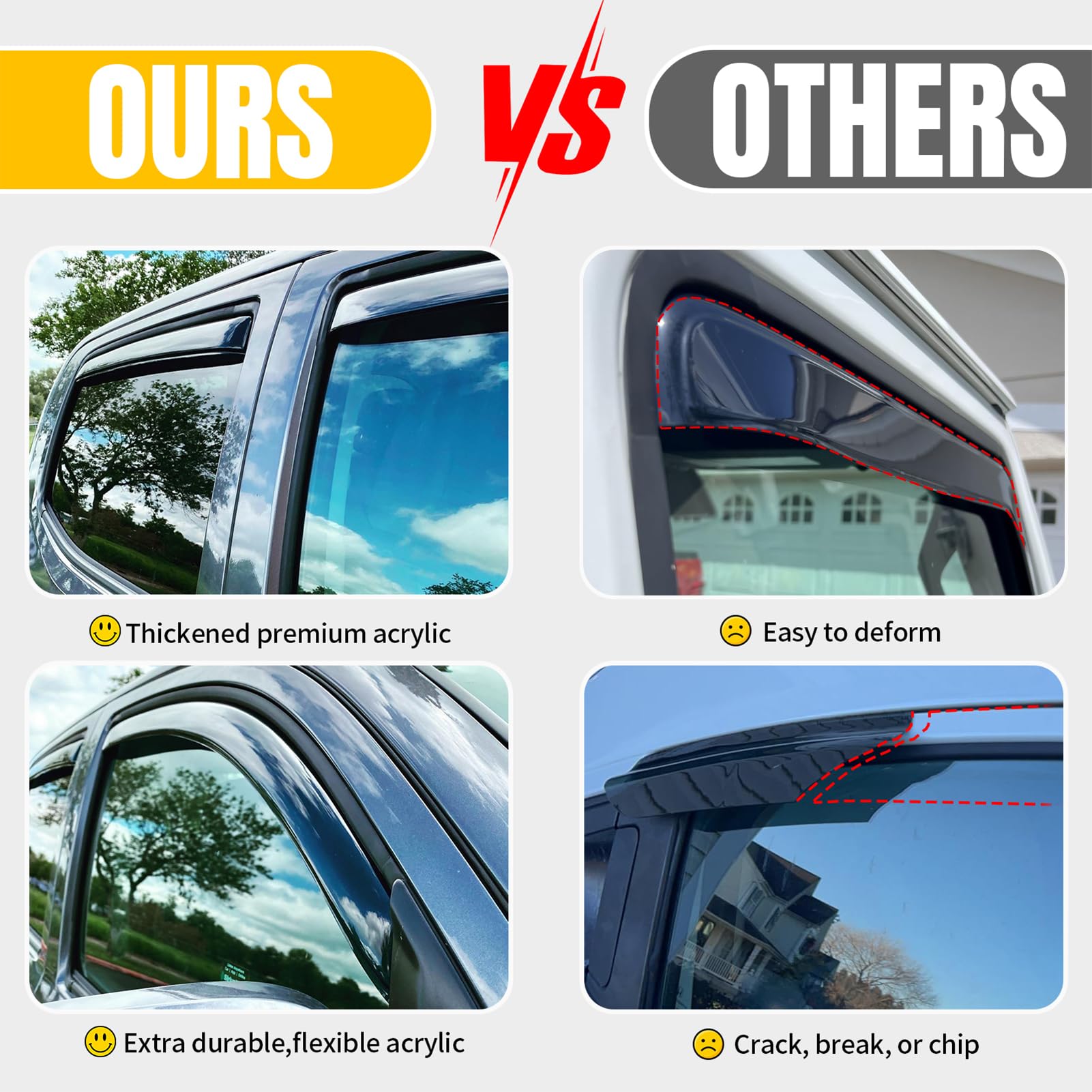 CMVT Auto side profile demonstrating rain deflection away from window
