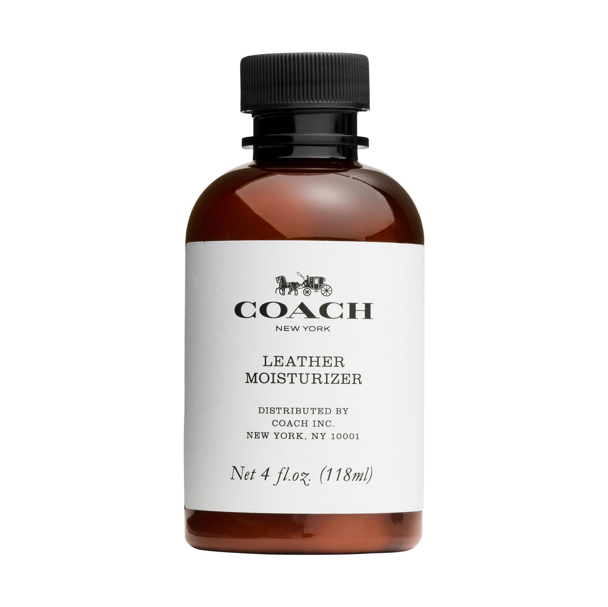 Coach leather moisturizer front packaging showing bottle and label for brand reassurance