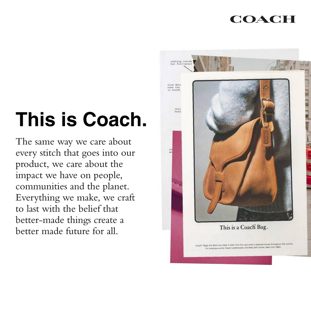 Coach leather bag being conditioned with moisturizer demonstrating proper care routine
