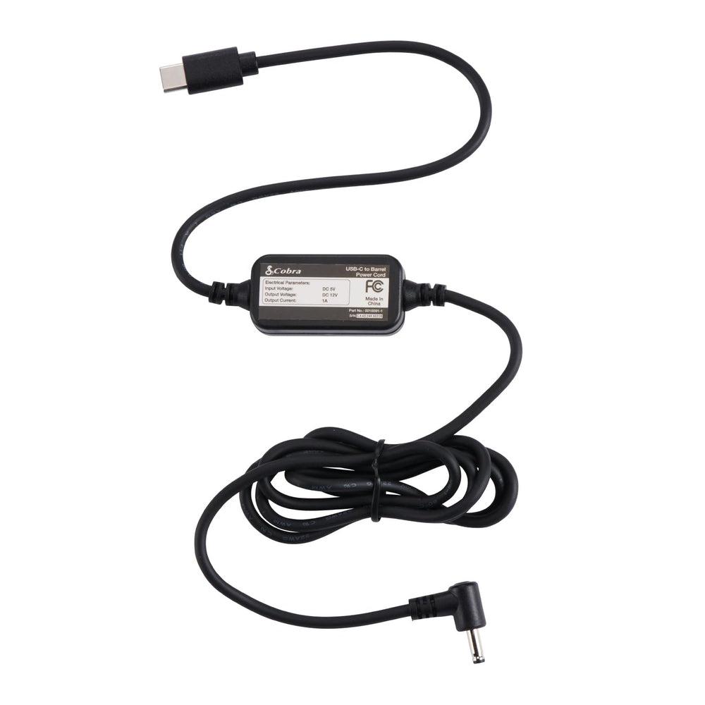 COBRA cable front view showing barrel plug into radar detector for tidy power