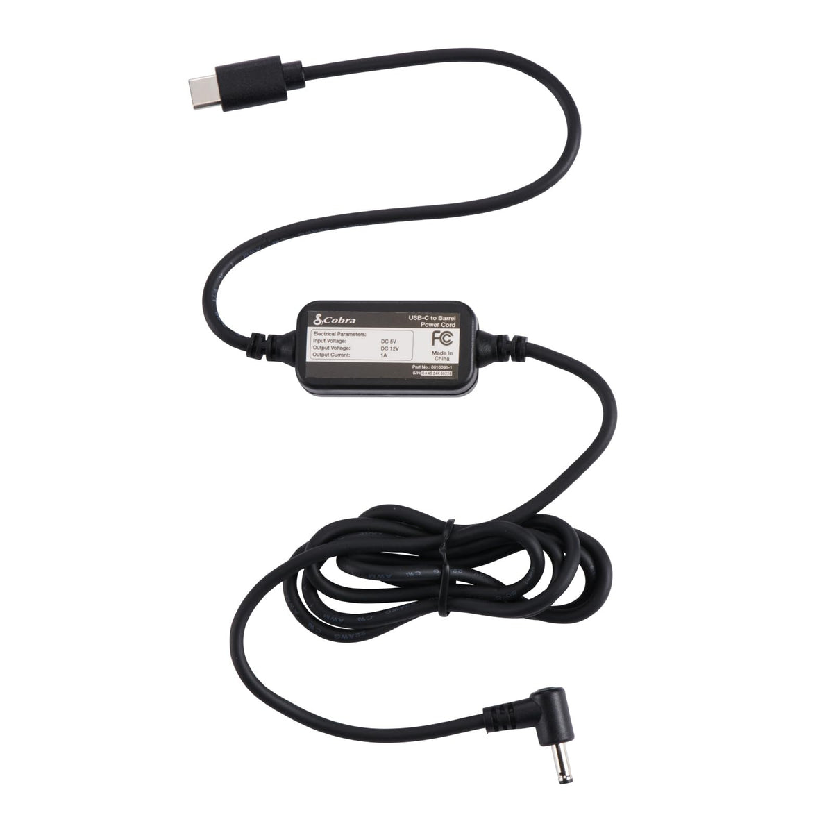 COBRA cable front view showing barrel plug into radar detector for tidy power