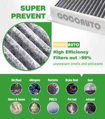 COCOAUTO high-flow engine air filter detail showing pleated media for improved airflow
