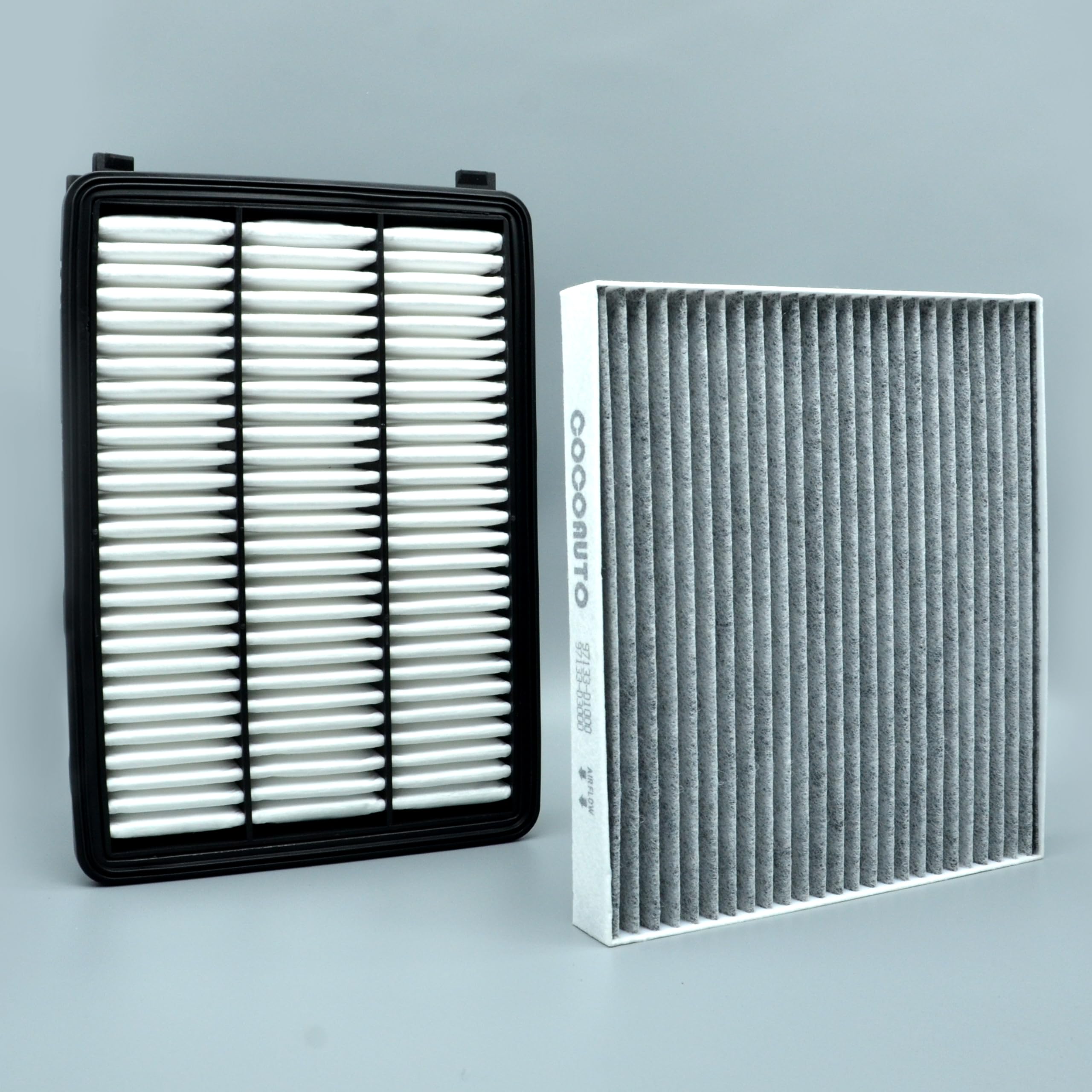 COCOAUTO filter kit beside ruler showing scale for correct sizing and fit confidence