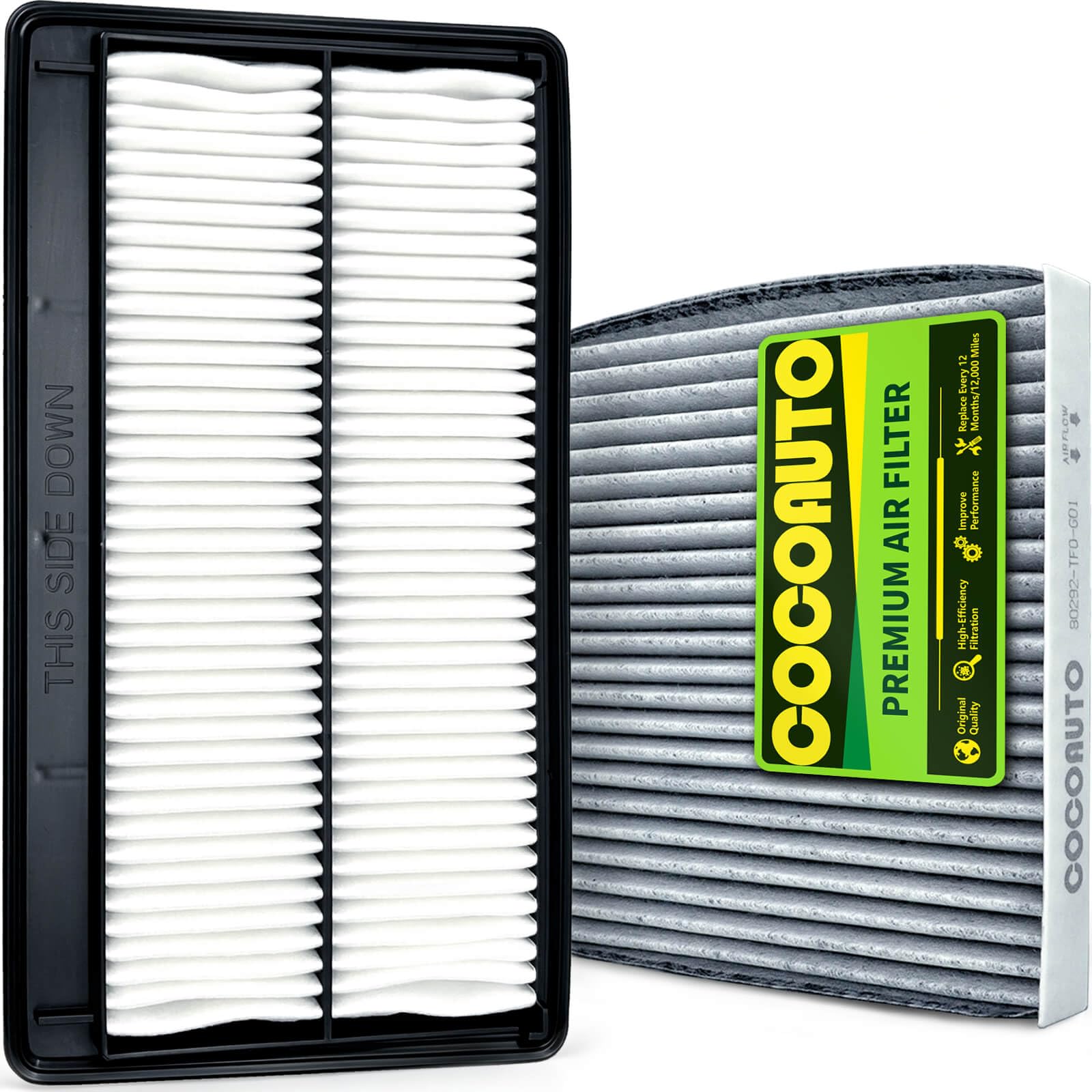 COCOAUTO front packaging showing both filters and quick-install benefit