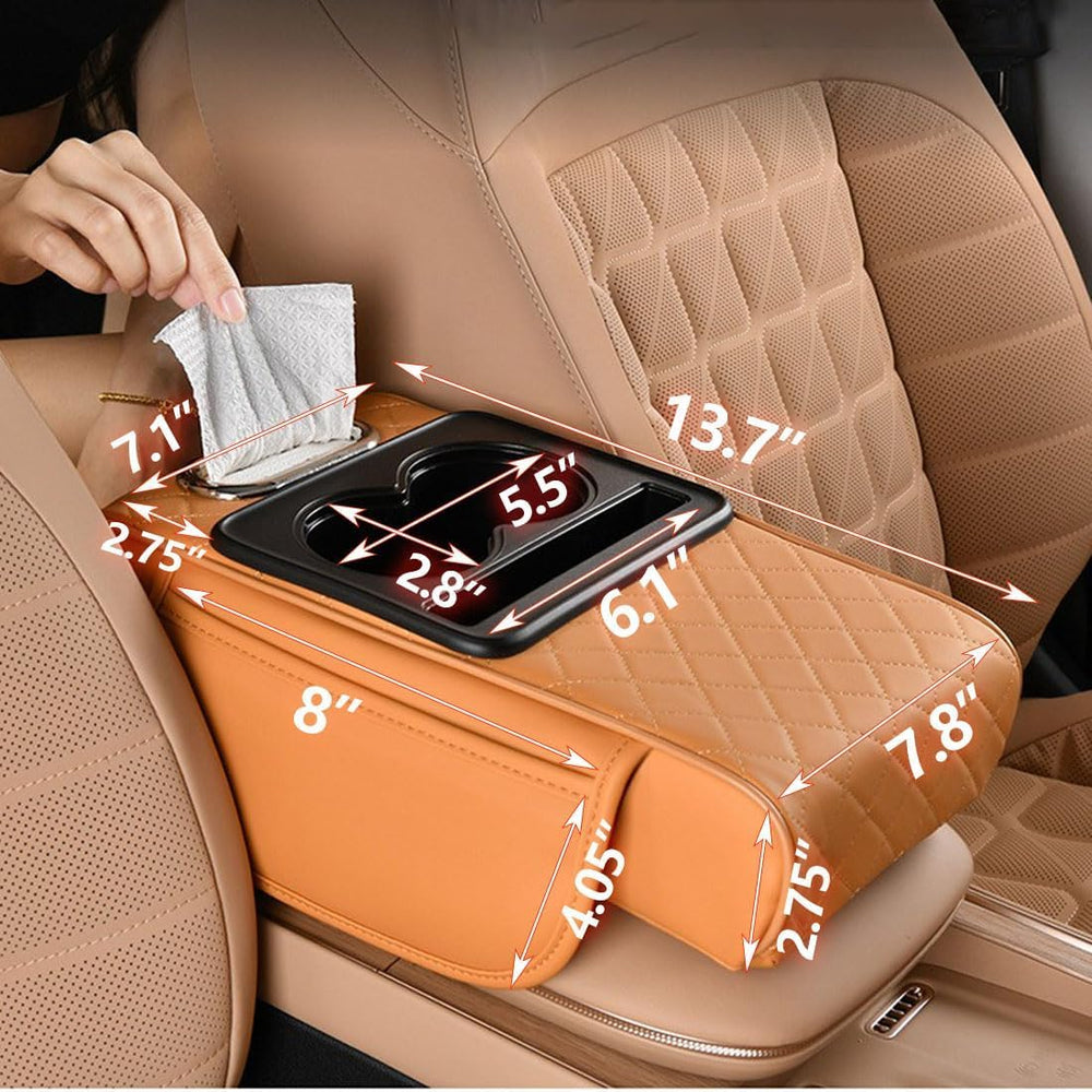 Coficoi cup holder and tissue slot view keeping drinks and tissues organized while driving
