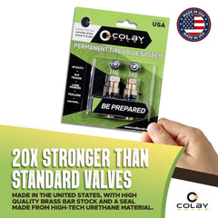 Colby Valve installed in wheel exterior demonstrating quick outside-the-wheel installation