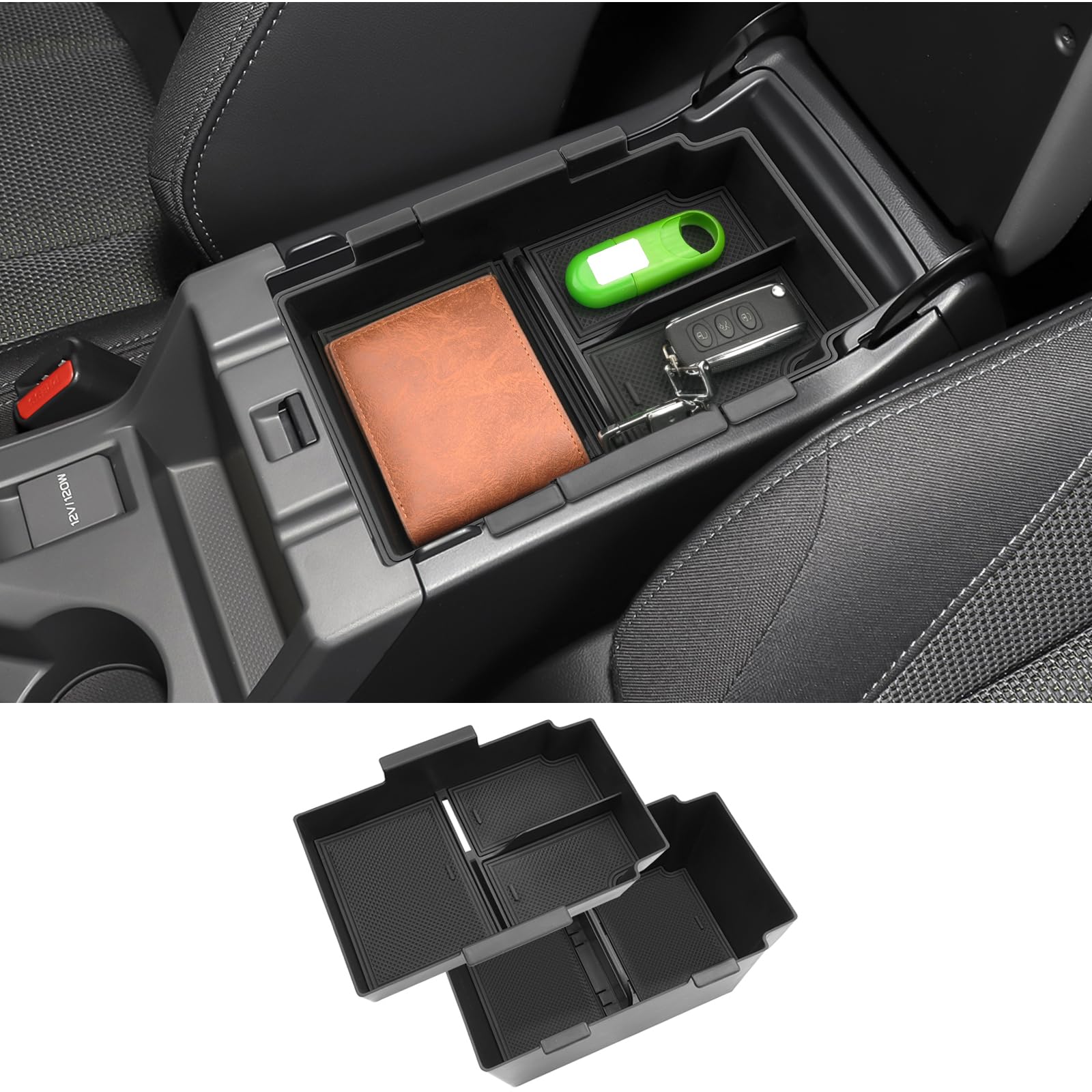 Coleya front view of console organizer showing fit and finish benefits