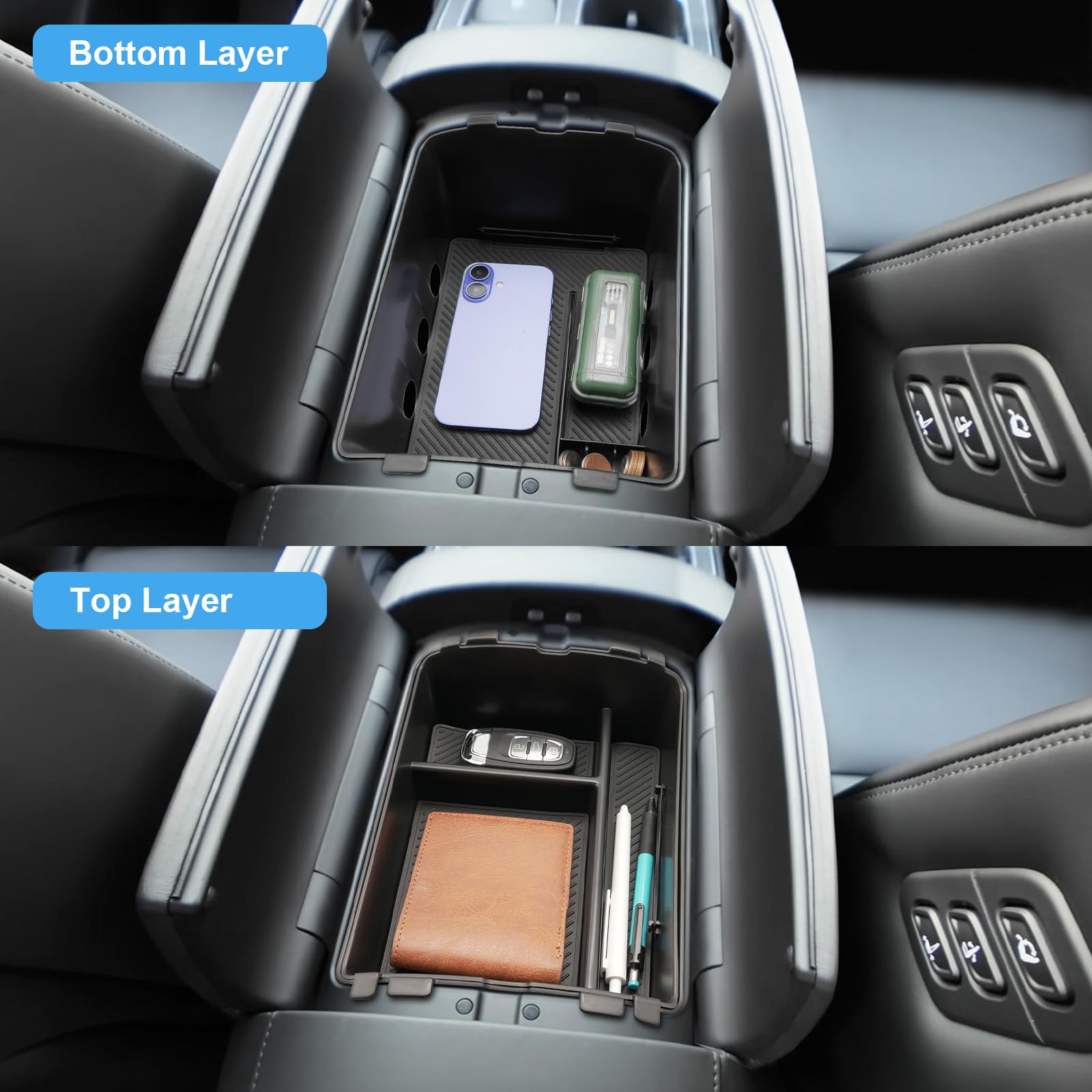 Coleya tray beside a smartphone showing scale and convenient storage capacity