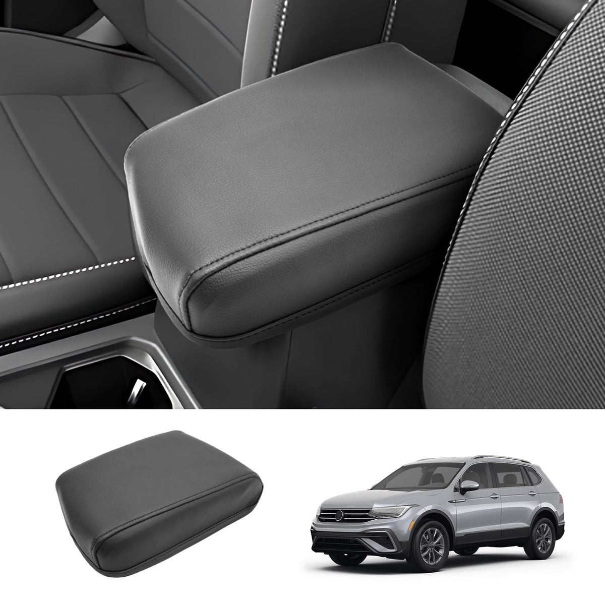 Coleya front view of Tiguan console cover showing neat fit and upgraded look