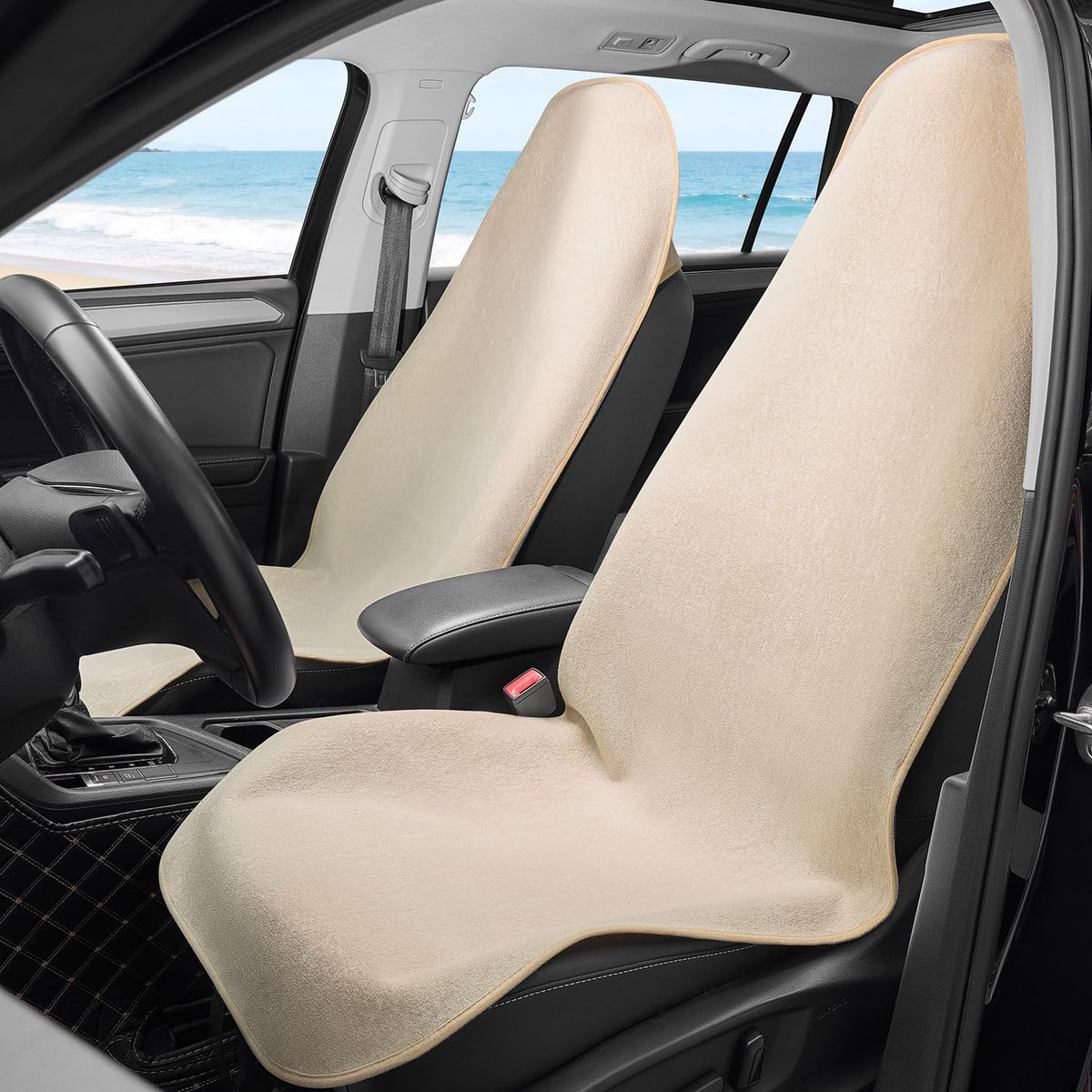 COLINOO front seat cover full view showing beige protection and easy fit